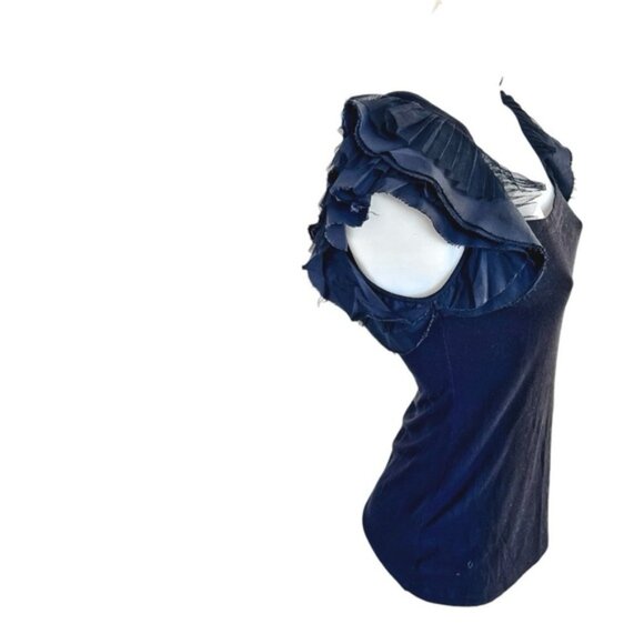 BCBGMAXAZRIA womens size XXS ribbed black tank top with flutter sleeve detail - Picture 3 of 10